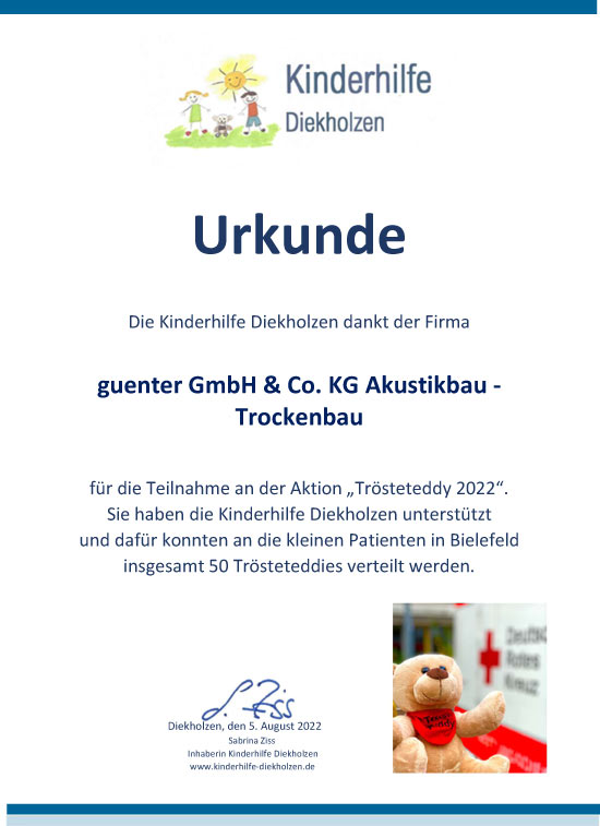 Dank von Kindernothilfe Diekholzen Dank von Kindernothilfe Diekholzen