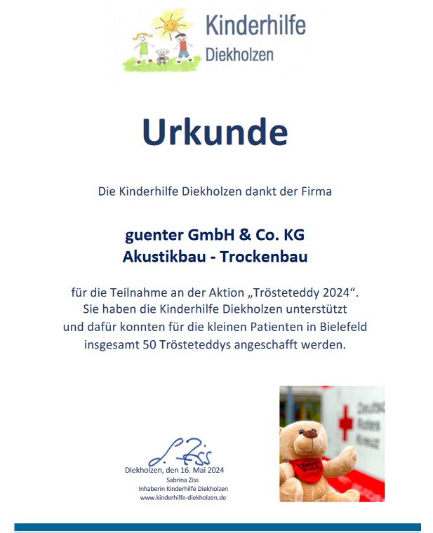 Kinderhilfe Diekholzen - Trösteteddy 2024 Kinderhilfe Diekholzen - Trösteteddy 2024